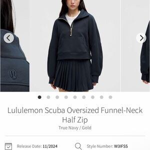 Lululemon Navy Funnel-Neck Half Zip